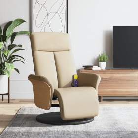 Sillón reclinable de masaje con reposapiés tela color crema de , Sillones - Ref: Foro24-356539, Precio: 252,99 €, Descuento: %