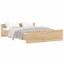 Bed frame with Sonoma oak headboard and footboard 140x200 cm by , Beds and slatted bases - Ref: Foro24-3203749, Price: 158,98...