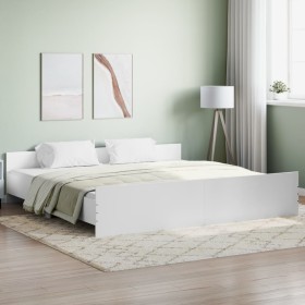 Bed frame with headboard and footboard white 180x200 cm by , Beds and slatted bases - Ref: Foro24-3203768, Price: 137,21 €, D...