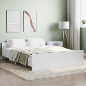 Estructura de cama con cabecero y piecero blanco 160x200 cm de , Camas y somieres - Ref: Foro24-3203761, Precio: 123,99 €, De...