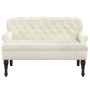 Bench with cream velvet backrest 119.5x64.5x75 cm by , Banks - Ref: Foro24-372163, Price: 186,18 €, Discount: %