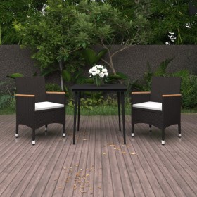 Set comedor de jardín 3 pzas y cojines ratán sintético y vidrio de , Conjuntos de jardín - Ref: Foro24-3099781, Precio: 315,9...