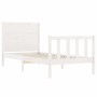 Estructura de cama con cabecero madera maciza blanco de , Camas y somieres - Ref: Foro24-3192717, Precio: 104,88 €, Descuento: %