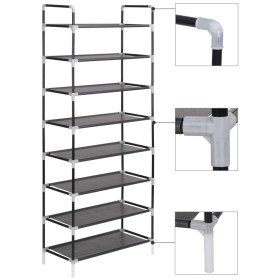 Shoe rack with 8 metal shelves and black non-woven textile by vidaXL, Shoe racks and shoe organizers - Ref: Foro24-245629, Pr...