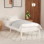 White solid wood single bed frame 90x190 cm by , Beds and slatted bases - Ref: Foro24-809983, Price: 62,39 €, Discount: %