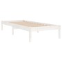 White solid wood single bed frame 90x190 cm by , Beds and slatted bases - Ref: Foro24-809983, Price: 62,39 €, Discount: %