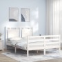 White solid wood bed frame with headboard 140x200 cm by , Beds and slatted bases - Ref: Foro24-3194052, Price: 147,89 €, Disc...