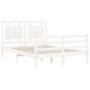 White solid wood bed frame with headboard 140x200 cm by , Beds and slatted bases - Ref: Foro24-3194052, Price: 147,89 €, Disc...