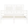 White solid wood bed frame with headboard 140x200 cm by , Beds and slatted bases - Ref: Foro24-3194052, Price: 147,89 €, Disc...