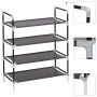 Shoe rack with 4 metal shelves and black non-woven textile. by vidaXL, Shoe racks and shoe organizers - Ref: Foro24-245628, P...