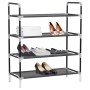 Shoe rack with 4 metal shelves and black non-woven textile. by vidaXL, Shoe racks and shoe organizers - Ref: Foro24-245628, P...