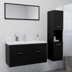 Black engineered wood bathroom furniture set by , Bathroom furniture - Ref: Foro24-3071154, Price: 311,76 €, Discount: %