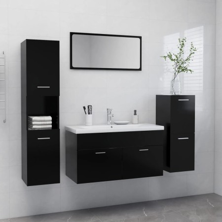 Badezimmermöbelset aus schwarzer Spanplatte von , Badezimmermöbel - Ref: Foro24-3071109, Preis: 350,56 €, Rabatt: %