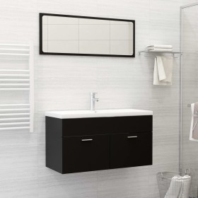 Black engineered wood bathroom furniture set by , Bathroom furniture - Ref: Foro24-3071334, Price: 313,26 €, Discount: %