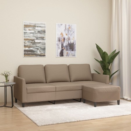 3-Sitzer-Sofa und Hocker aus cappuccinofarbenem Kunstleder, 180 cm von , Sofas - Ref: Foro24-3201126, Preis: 345,25 €, Rabatt: %