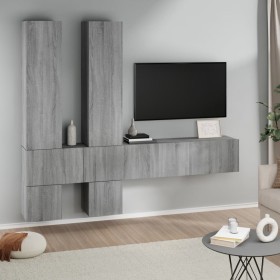 Mueble de pared para TV madera contrachapada gris sonoma de , Muebles TV - Ref: Foro24-3114572, Precio: 219,99 €, Descuento: %