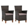 Garden chairs with cushions 2 units brown synthetic rattan by vidaXL, Garden chairs - Ref: Foro24-44099, Price: 270,73 €, Dis...