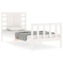 White solid wood bed frame with headboard by , Beds and slatted bases - Ref: Foro24-3192782, Price: 124,17 €, Discount: %