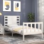 White solid wood bed frame with headboard by , Beds and slatted bases - Ref: Foro24-3192782, Price: 124,17 €, Discount: %