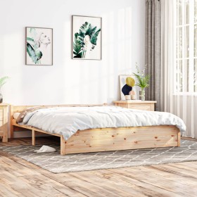 Solid wood bed frame 200x200 cm by , Beds and slatted bases - Ref: Foro24-815064, Price: 166,99 €, Discount: %