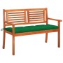 2 seater garden bench solid eucalyptus wood and cushion 120 cm by , garden benches - Ref: Foro24-3060989, Price: 176,82 €, Di...