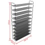 Shoe rack with 10 metal shelves and black non-woven textile by vidaXL, Shoe racks and shoe organizers - Ref: Foro24-245630, P...