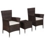 3-piece synthetic rattan bistro garden set in brown, includes table and chairs. by vidaXL, Garden sets - Ref: Foro24-44093, P...