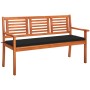 3 seater garden bench solid eucalyptus wood and cushion 150 cm by , garden benches - Ref: Foro24-3061003, Price: 189,59 €, Di...