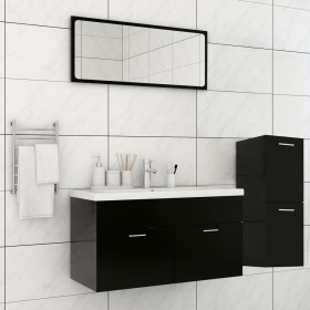 Black engineered wood bathroom furniture set by , Bathroom furniture - Ref: Foro24-3071199, Price: 304,32 €, Discount: %