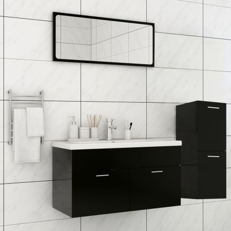 Juego de muebles de baño madera de ingeniería negro de , Muebles de baño - Ref: Foro24-3071199, Precio: 304,35 €, Descuento: %