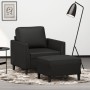 Sillón con taburete cuero sintético negro 60 cm de , Sofás - Ref: Foro24-3201117, Precio: 207,99 €, Descuento: %