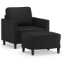 Sillón con taburete cuero sintético negro 60 cm de , Sofás - Ref: Foro24-3201117, Precio: 207,99 €, Descuento: %