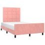 Pink velvet bed frame with headboard 120x200 cm by , Beds and slatted bases - Ref: Foro24-3125750, Price: 182,92 €, Discount: %