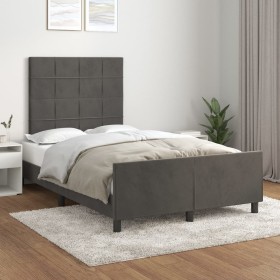 Estructura cama con cabecero terciopelo gris oscuro 120x200 cm de , Camas y somieres - Ref: Foro24-3125746, Precio: 163,99 €,...