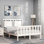 White solid wood bed frame with headboard 140x190 cm by , Beds and slatted bases - Ref: Foro24-3192147, Price: 147,78 €, Disc...