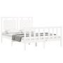 White solid wood bed frame with headboard 140x190 cm by , Beds and slatted bases - Ref: Foro24-3192147, Price: 147,78 €, Disc...