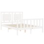 White solid wood bed frame with headboard 140x190 cm by , Beds and slatted bases - Ref: Foro24-3192147, Price: 147,78 €, Disc...