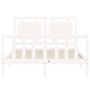 White solid wood bed frame with headboard 140x190 cm by , Beds and slatted bases - Ref: Foro24-3192147, Price: 147,78 €, Disc...