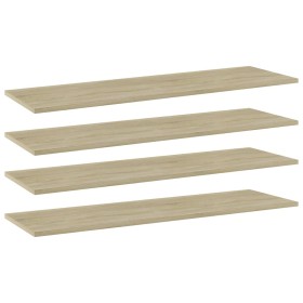 Shelf bookcase 4 units plywood Sonoma oak 100x30x1.5cm by , Shelves - Ref: Foro24-805400, Price: 36,99 €, Discount: %