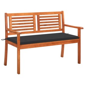 Solid eucalyptus wood 2-seater garden bench with cushion, 120 cm by , garden benches - Ref: Foro24-3060969, Price: 184,99 €, ...