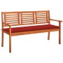 Solid eucalyptus wood 3-seater garden bench with cushion, 150 cm by , garden benches - Ref: Foro24-3061002, Price: 195,97 €, ...