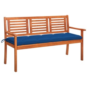 Solid eucalyptus wood 3-seater garden bench with cushion, 150 cm by , garden benches - Ref: Foro24-3061021, Price: 200,99 €, ...