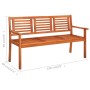 Solid eucalyptus wood 3-seater garden bench with cushion, 150 cm by , garden benches - Ref: Foro24-3061021, Price: 200,65 €, ...