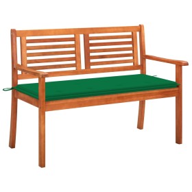 Solid eucalyptus wood 2-seater garden bench with cushion, 120 cm by , garden benches - Ref: Foro24-3060974, Price: 176,76 €, ...