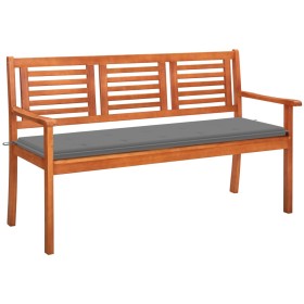 Solid eucalyptus wood 3-seater garden bench with cushion, 150 cm by , garden benches - Ref: Foro24-3060997, Price: 196,76 €, ...