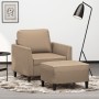 Sessel mit Kunstleder Hocker Cappuccino Farbe 60 cm von , Sofas - Ref: Foro24-3201121, Preis: 221,43 €, Rabatt: %