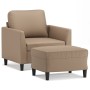 Armchair with footstool in synthetic leather, cappuccino color, 60 cm. by , Sofas - Ref: Foro24-3201121, Price: 210,99 €, Dis...