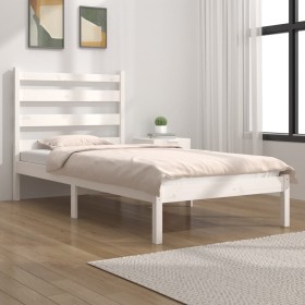 Solid white pine wood bed frame 90x190 cm by , Beds and slatted bases - Ref: Foro24-3103614, Price: 89,29 €, Discount: %