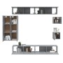 TV furniture set, 8 pieces, gray Sonoma plywood by , TV Furniture - Ref: Foro24-3114500, Price: 358,20 €, Discount: %