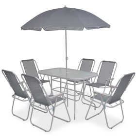 Garden dining set 8 pieces steel and gray textilene by vidaXL, Garden sets - Ref: Foro24-43786, Price: 309,60 €, Discount: %